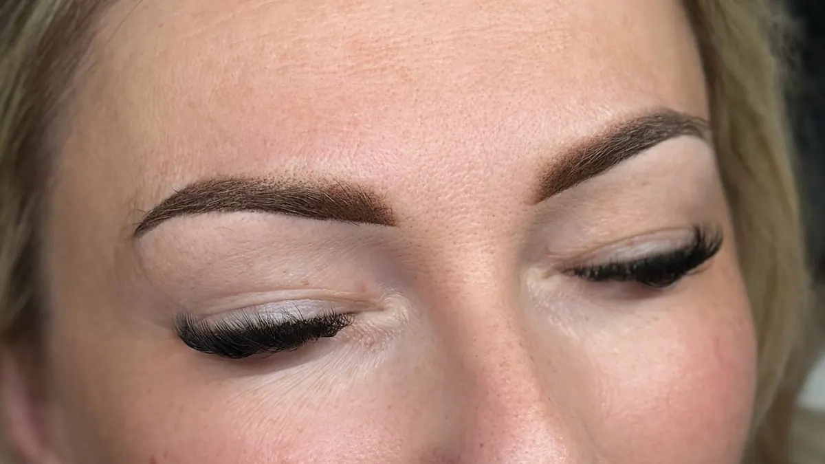 Augenbrauen direkt nach dem Permanent Make-up, frisch gestochen mit kräftiger Farbe